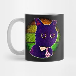 Black Business Cat Kitten With Yellow Tie With Yellow Tie Mug